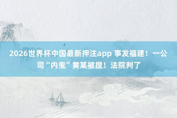 2026世界杯中国最新押注app 事发福建！一公司“内鬼”黄某被捏！法院判了