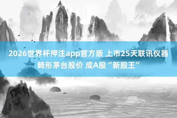 2026世界杯押注app官方版 上市25天联讯仪器畸形茅台股价 成A股“新股王”
