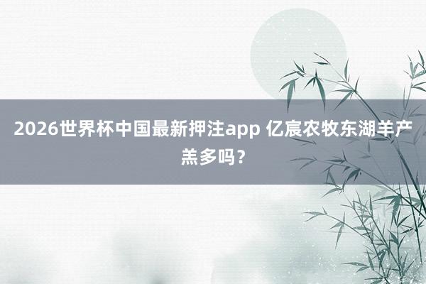 2026世界杯中国最新押注app 亿宸农牧东湖羊产羔多吗？