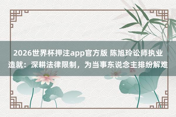 2026世界杯押注app官方版 陈旭玲讼师执业造就：深耕法律限制，为当事东说念主排纷解难