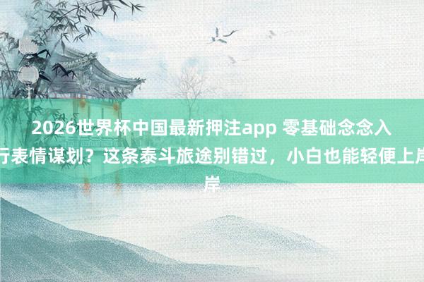 2026世界杯中国最新押注app 零基础念念入行表情谋划？这条泰斗旅途别错过，小白也能轻便上岸