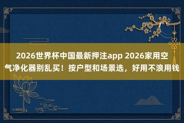 2026世界杯中国最新押注app 2026家用空气净化器别乱买！按户型和场景选，好用不浪用钱