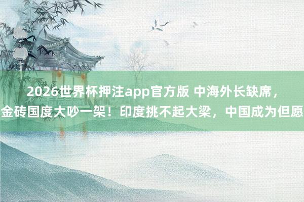 2026世界杯押注app官方版 中海外长缺席，金砖国度大吵一架！印度挑不起大梁，中国成为但愿
