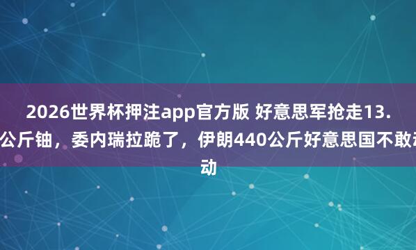 2026世界杯押注app官方版 好意思军抢走13.5公斤铀，委内瑞拉跪了，伊朗440公斤好意思国不敢动