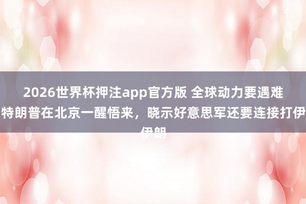 2026世界杯押注app官方版 全球动力要遇难，特朗普在北京一醒悟来，晓示好意思军还要连接打伊朗