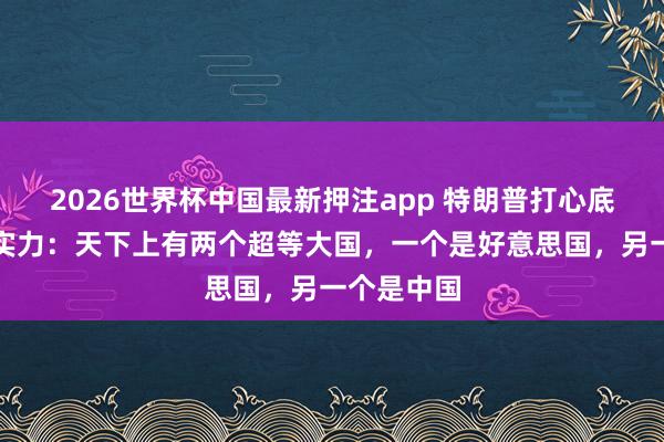 2026世界杯中国最新押注app 特朗普打心底认同中国实力：天下上有两个超等大国，一个是好意思国，另一个是中国