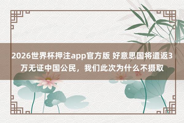 2026世界杯押注app官方版 好意思国将遣返3万无证中国公民，我们此次为什么不摄取