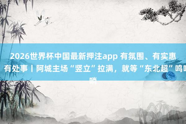 2026世界杯中国最新押注app 有氛围、有实惠、有处事丨阿城主场“竖立”拉满，就等“东北超”鸣哨
