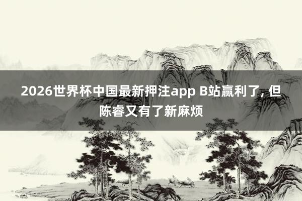 2026世界杯中国最新押注app B站赢利了， 但陈睿又有了新麻烦