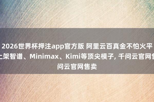 2026世界杯押注app官方版 阿里云百真金不怕火平台上架智谱、Minimax、Kimi等顶尖模子， 千问云官网售卖