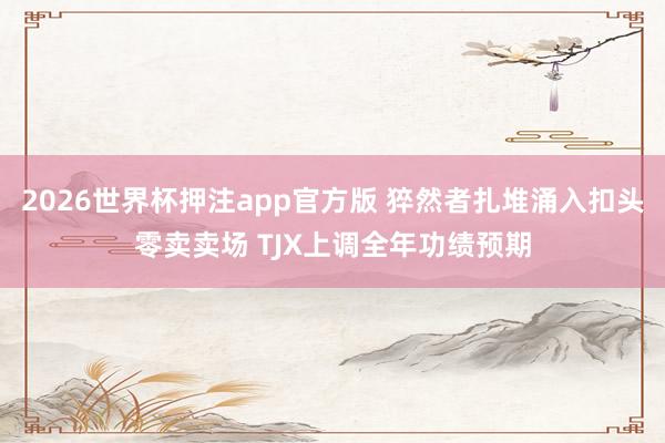 2026世界杯押注app官方版 猝然者扎堆涌入扣头零卖卖场 TJX上调全年功绩预期