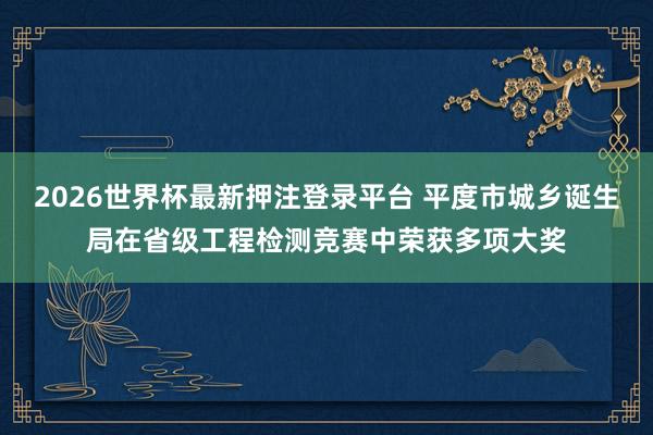 2026世界杯最新押注登录平台 平度市城乡诞生局在省级工程检测竞赛中荣获多项大奖