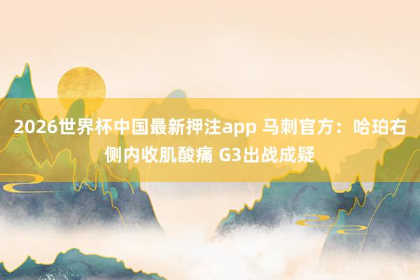 2026世界杯中国最新押注app 马刺官方：哈珀右侧内收肌酸痛 G3出战成疑