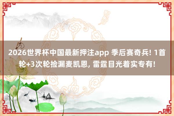 2026世界杯中国最新押注app 季后赛奇兵! 1首轮+3次轮捡漏麦凯恩， 雷霆目光着实专有!