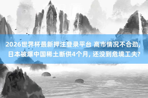 2026世界杯最新押注登录平台 高市情况不合劲， 日本被爆中国稀土断供4个月， 还没到危境工夫?