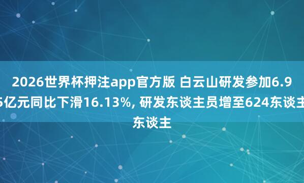 2026世界杯押注app官方版 白云山研发参加6.95亿元同比下滑16.13%， 研发东谈主员增至624东谈主