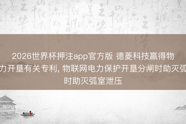 2026世界杯押注app官方版 德菱科技赢得物联网电力开垦有关专利， 物联网电力保护开垦分闸时助灭弧室泄压