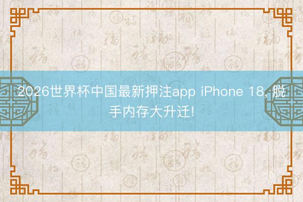 2026世界杯中国最新押注app iPhone 18， 脱手内存大升迁!
