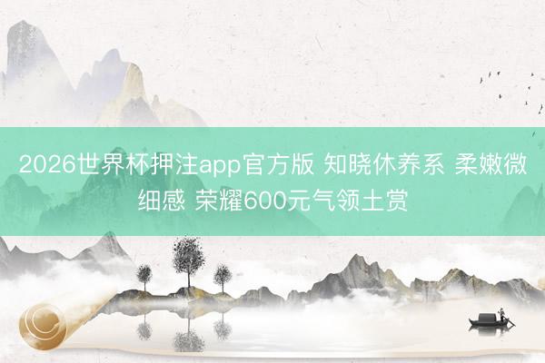 2026世界杯押注app官方版 知晓休养系 柔嫩微细感 荣耀600元气领土赏