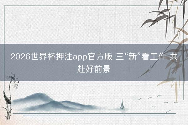 2026世界杯押注app官方版 三“新”看工作 共赴好前景